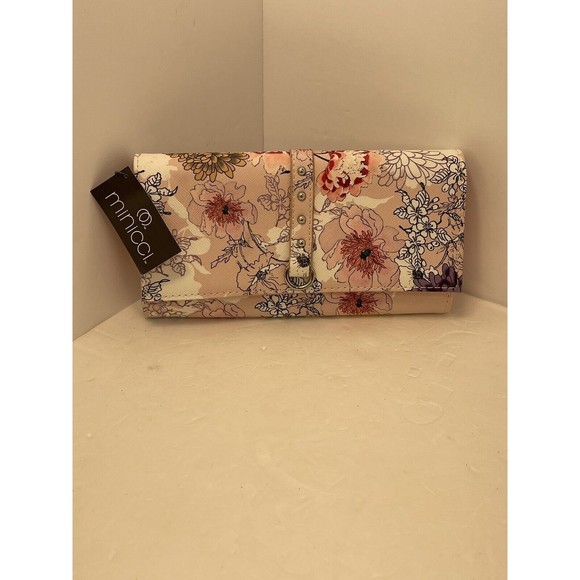 Minicci Spring Floral Flowers Pink Purple White Polyvinyl Wallet - Picture 1 of 6